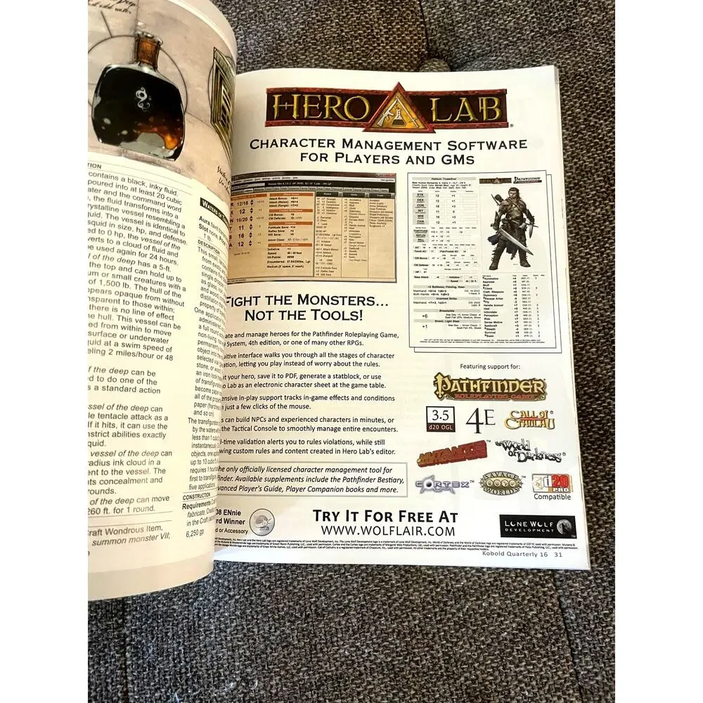 Kobol quarterly RPG magazine gear of magic pathfinder Golarion fantasy Issue